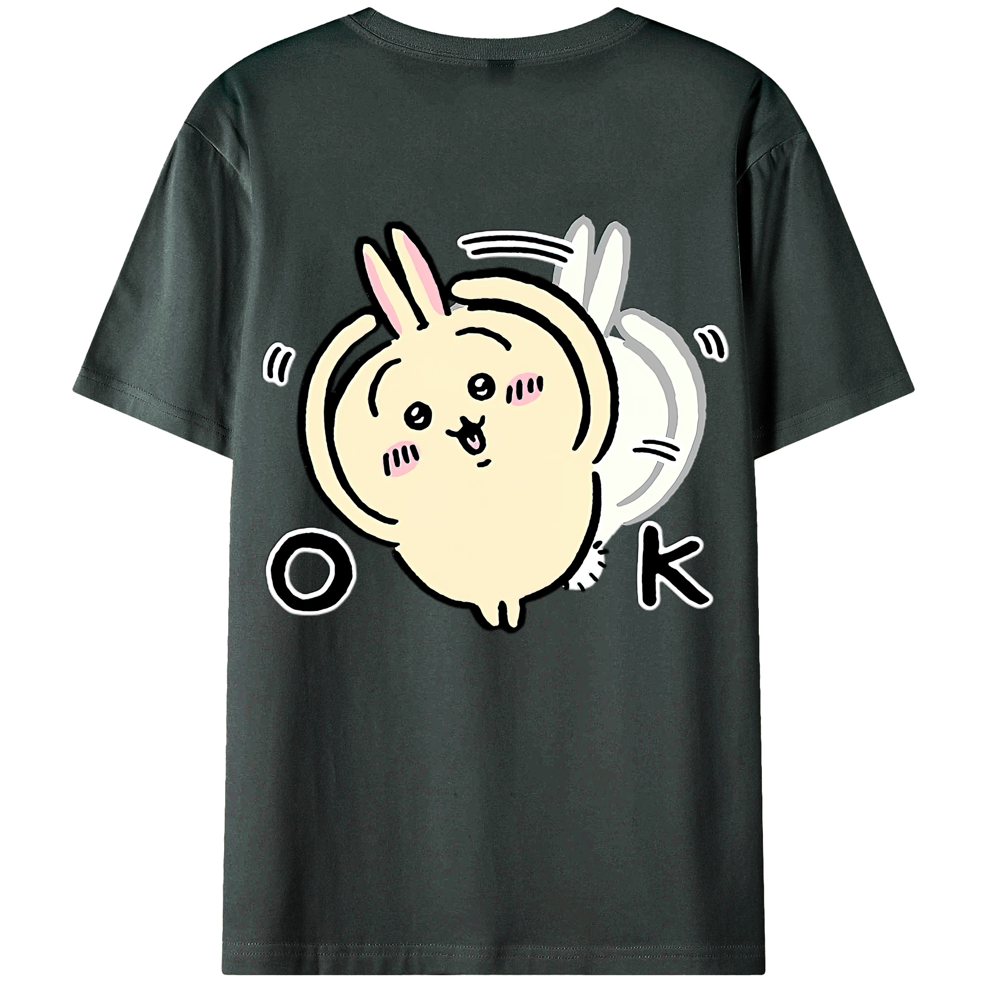 （画像用） ちいかわ うさぎ Chii-kawa usagi 綿100％ メンズ半袖Tシャツ（バックプリント） 通気性